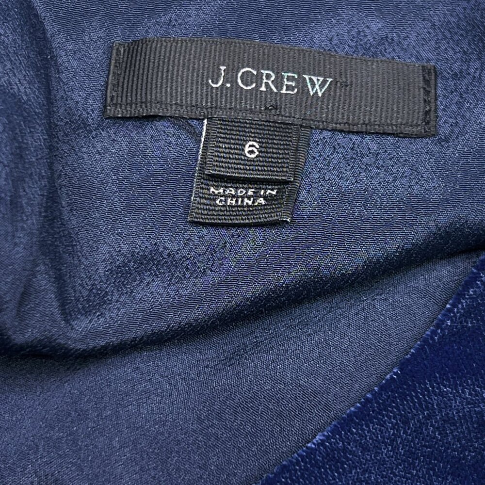 J. Crew Velvet Ruffle-Hem Dress in Vivid Ink Blue Drop Waist Size 6 - NWOT - Picture 6 of 8